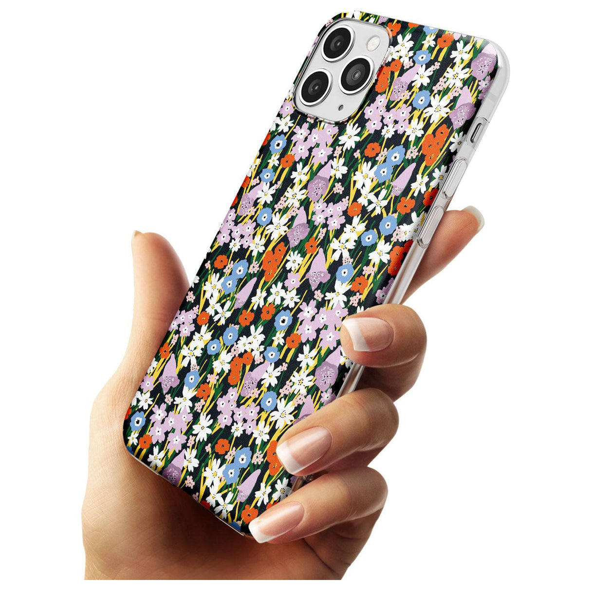Energetic Floral Mix: Solid Black Impact Phone Case for iPhone 11 Pro Max