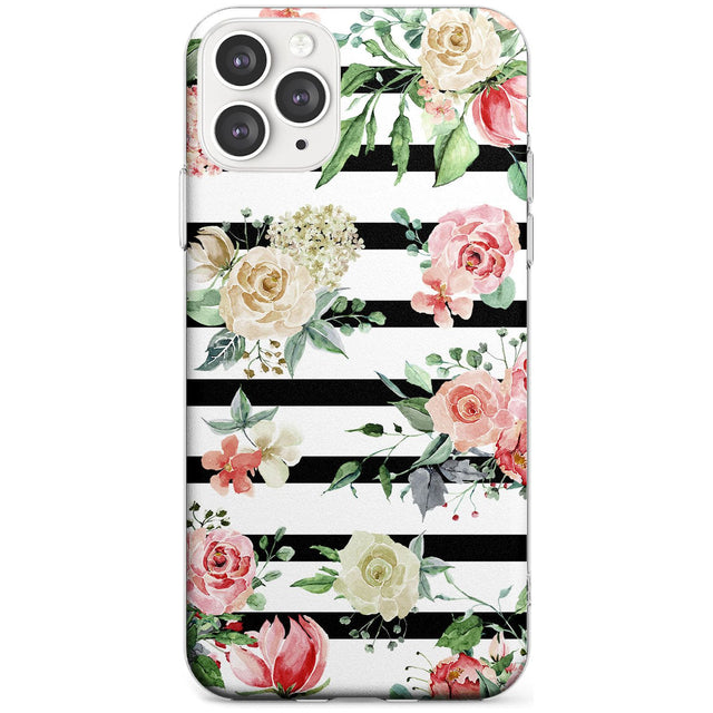 Bold Stripes & Flower Pattern Slim TPU Phone Case for iPhone 11 Pro Max
