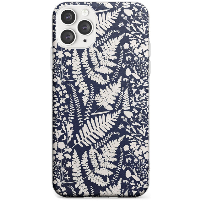 Wildflowers and Ferns on Navy Slim TPU Phone Case for iPhone 11 Pro Max