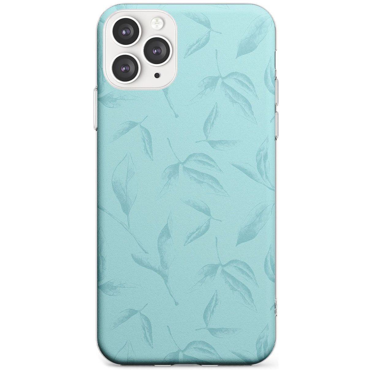 Blue Leaves Vintage Botanical Slim TPU Phone Case for iPhone 11 Pro Max