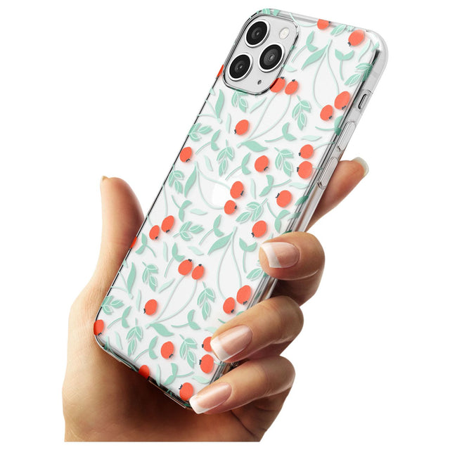 Red Berries Transparent Floral Slim TPU Phone Case for iPhone 11 Pro Max