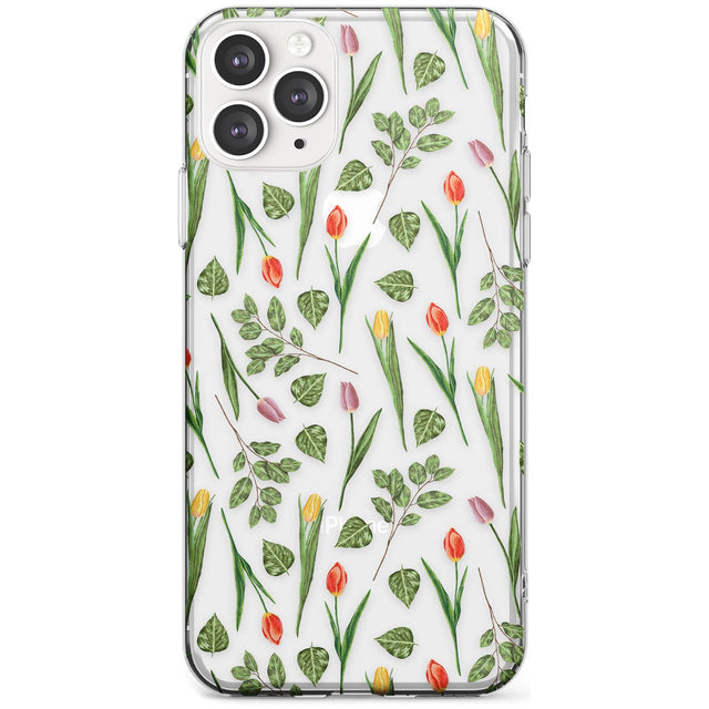 Spring Tulips Transparent Floral Slim TPU Phone Case for iPhone 11 Pro Max