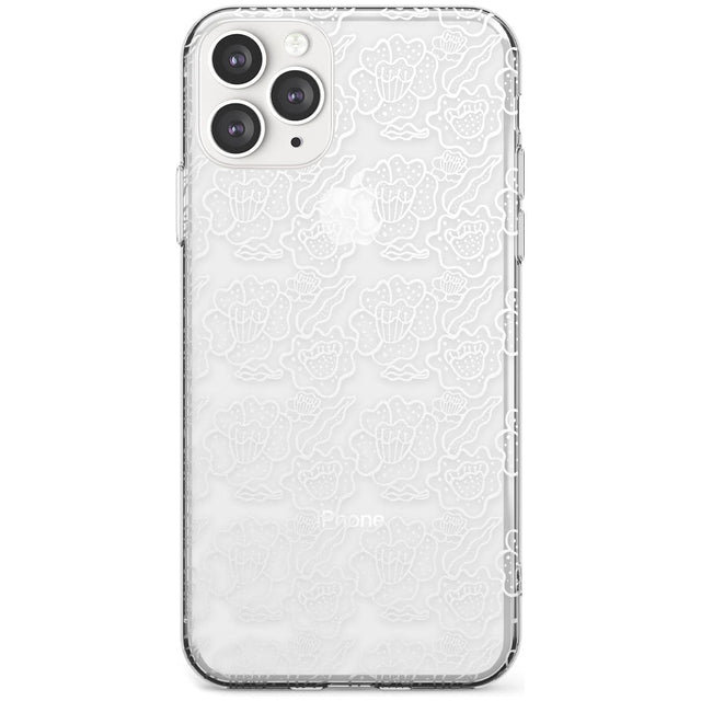 Funky Floral Patterns White on Clear Slim TPU Phone Case for iPhone 11 Pro Max