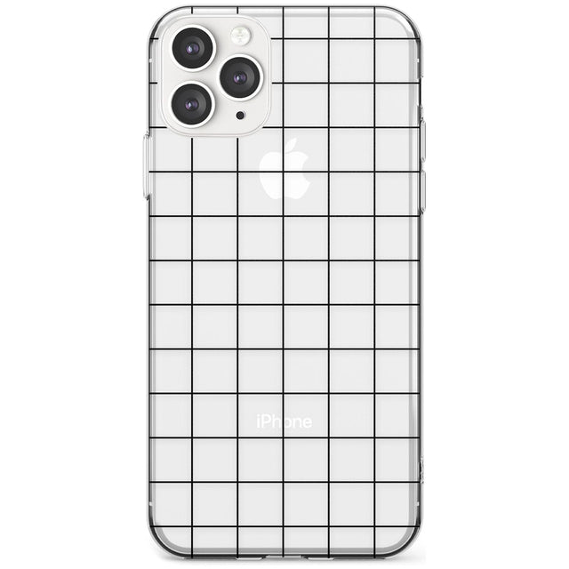 Simplistic Large Grid Pattern Black (Transparent) Slim TPU Phone Case for iPhone 11 Pro Max