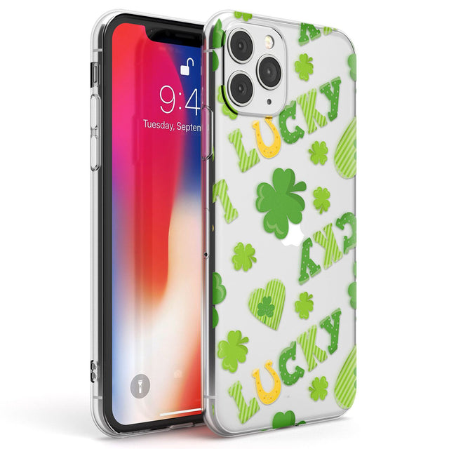 Lucky Irish Clover Phone Case iPhone 11 Pro Max / Clear Case,iPhone 11 Pro / Clear Case,iPhone 12 Pro Max / Clear Case,iPhone 12 Pro / Clear Case Blanc Space