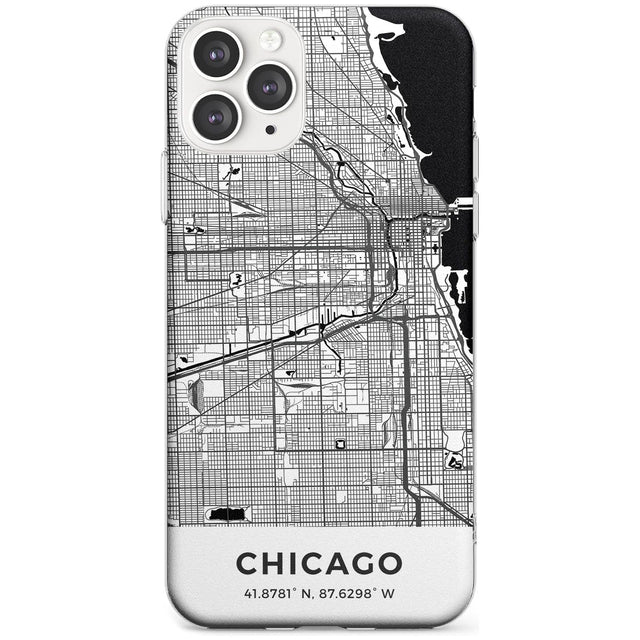 Map of Chicago, Illinois Slim TPU Phone Case for iPhone 11 Pro Max