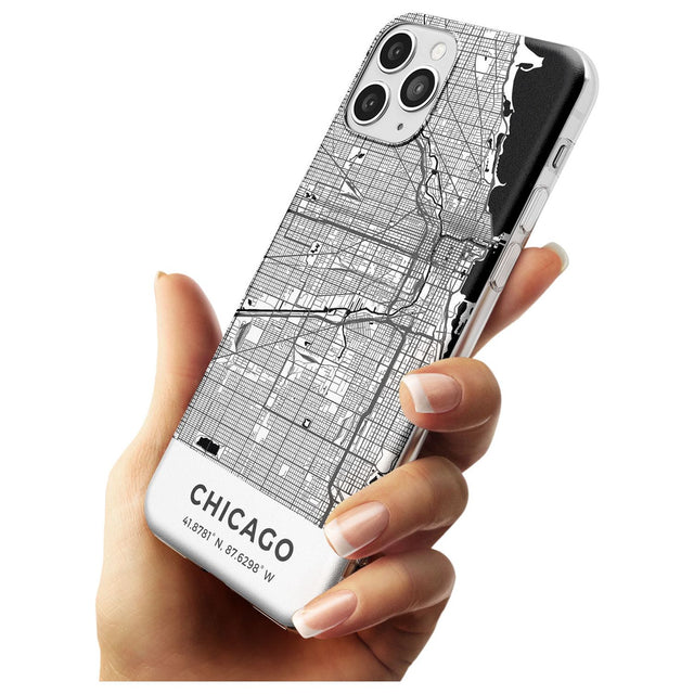 Map of Chicago, Illinois Slim TPU Phone Case for iPhone 11 Pro Max