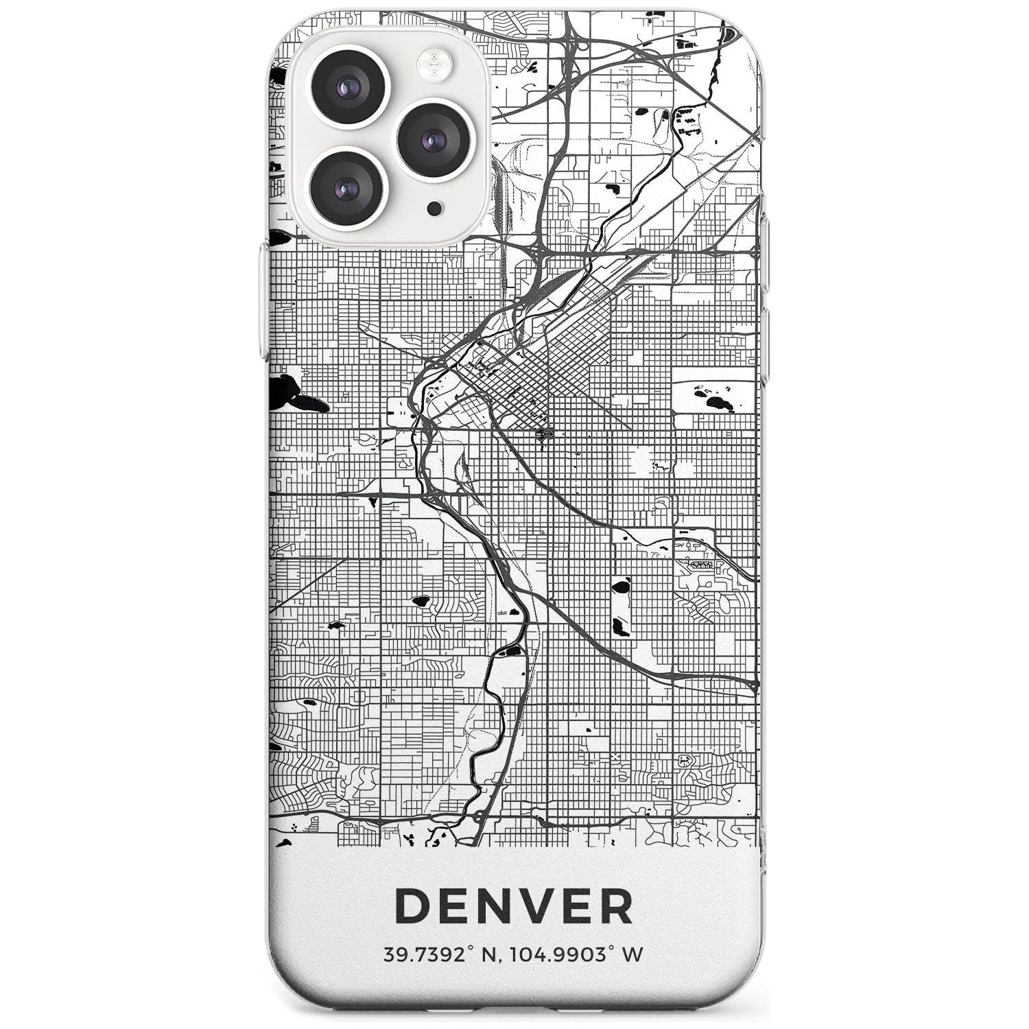 Map of Denver, Colorado Slim TPU Phone Case for iPhone 11 Pro Max