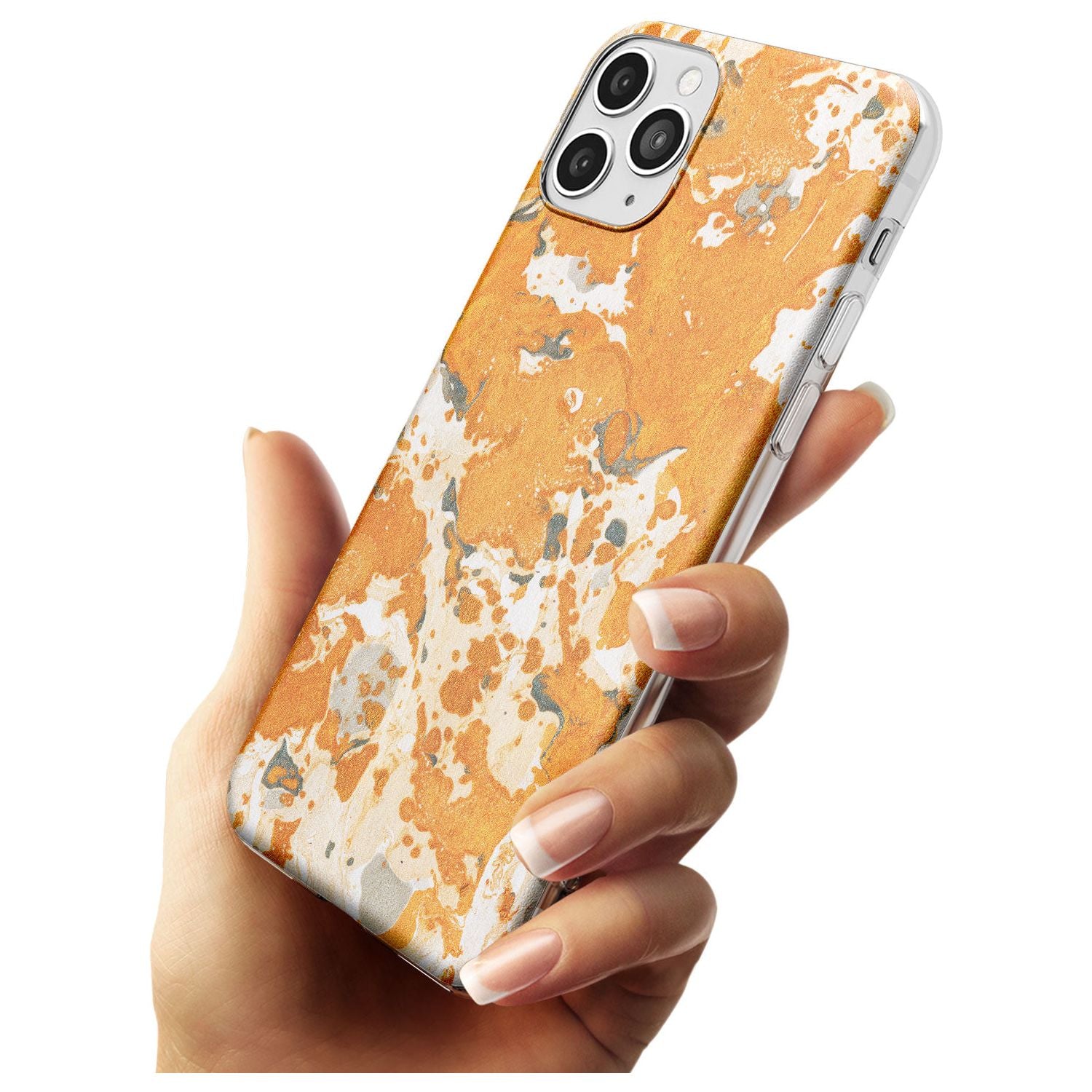 Orange Marbled Paper Pattern Slim TPU Phone Case for iPhone 11 Pro Max