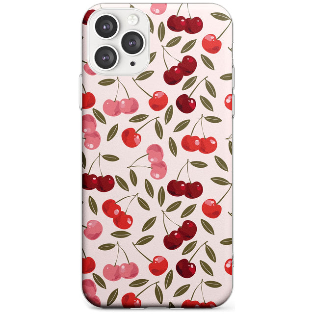 Fruity & Fun Patterns Cherries Phone Case iPhone 11 Pro Max / Clear Case,iPhone 11 Pro / Clear Case,iPhone 12 Pro Max / Clear Case,iPhone 12 Pro / Clear Case Blanc Space