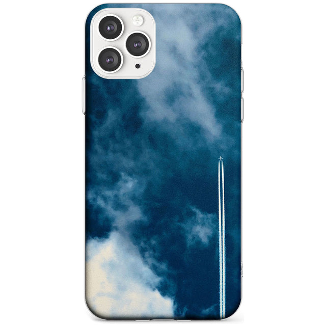 Plane in Cloudy Sky Photograph Slim TPU Phone Case for iPhone 11 Pro Max