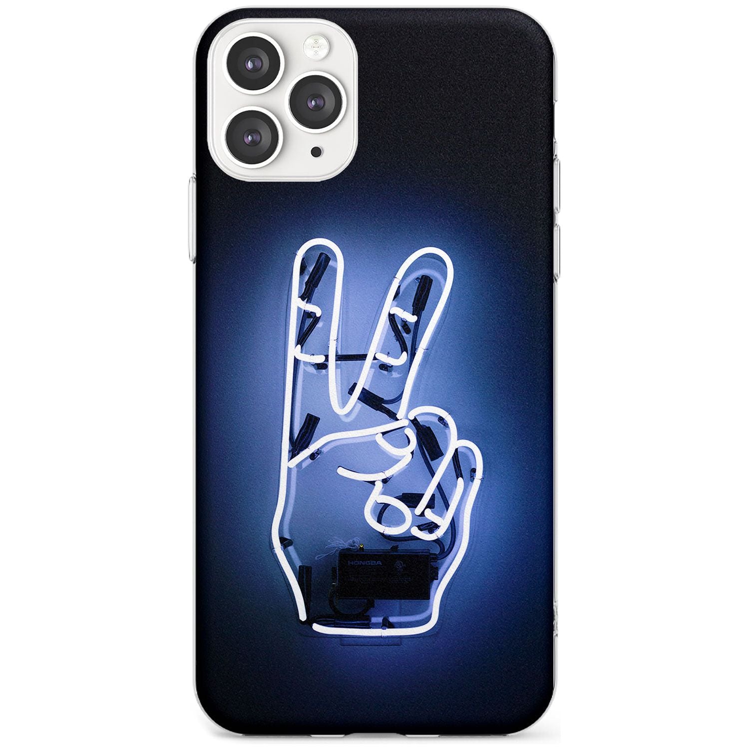 Peace Sign Hand Neon Sign Slim TPU Phone Case for iPhone 11 Pro Max