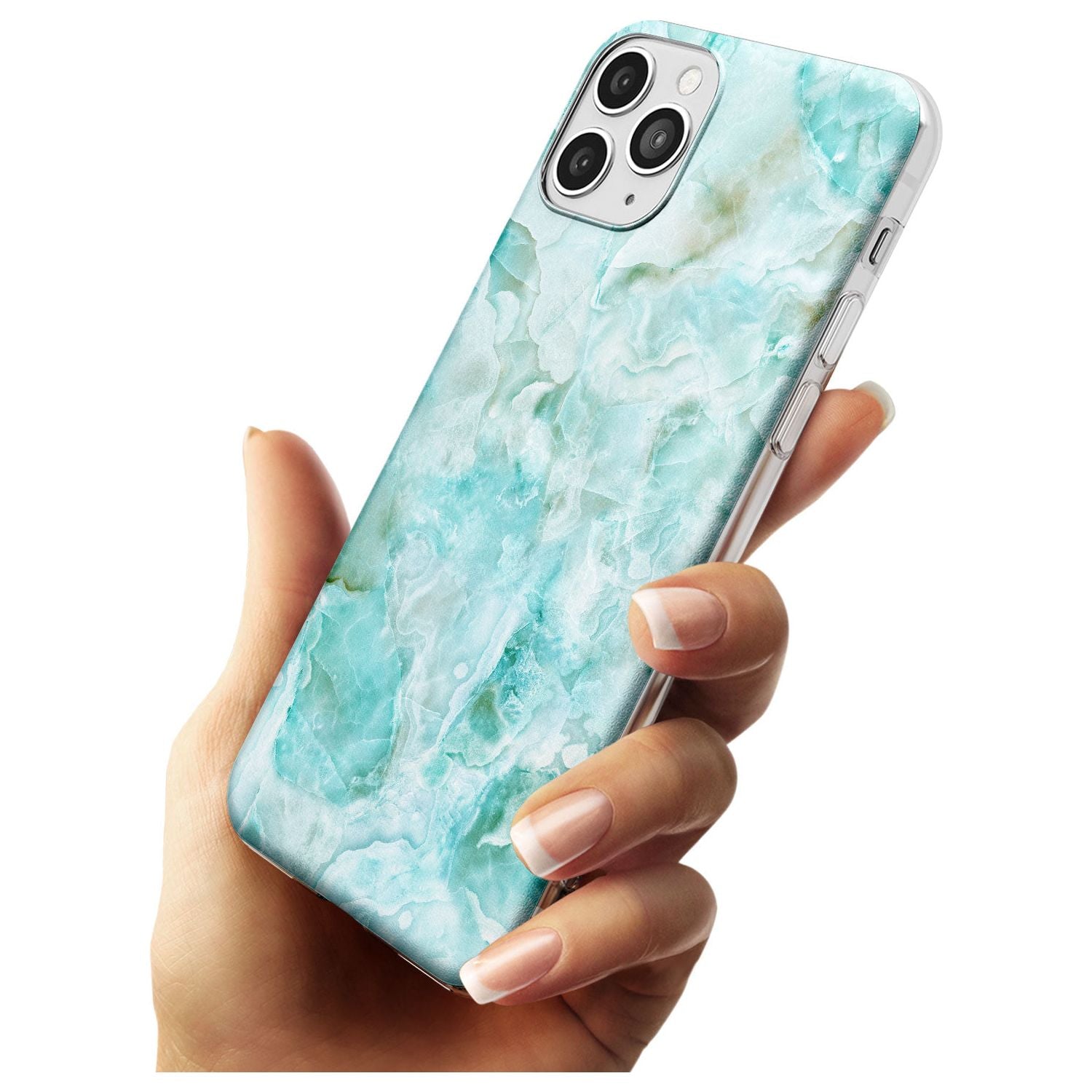 Turquoise Aqua Onyx Marble Black Impact Phone Case for iPhone 11 Pro Max