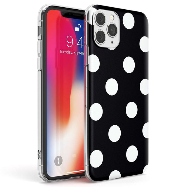 Chic Black Polka Dot Phone Case iPhone 11 Pro Max / Clear Case,iPhone 11 Pro / Clear Case,iPhone 12 Pro Max / Clear Case,iPhone 12 Pro / Clear Case Blanc Space