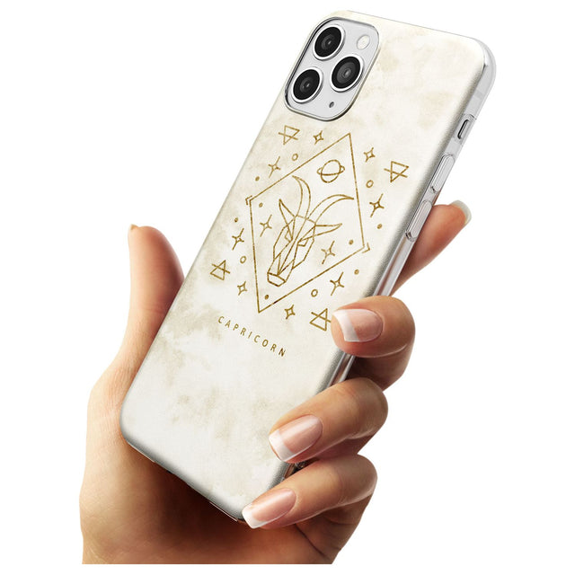 Capricorn Emblem - Solid Gold Marbled Design Slim TPU Phone Case for iPhone 11 Pro Max