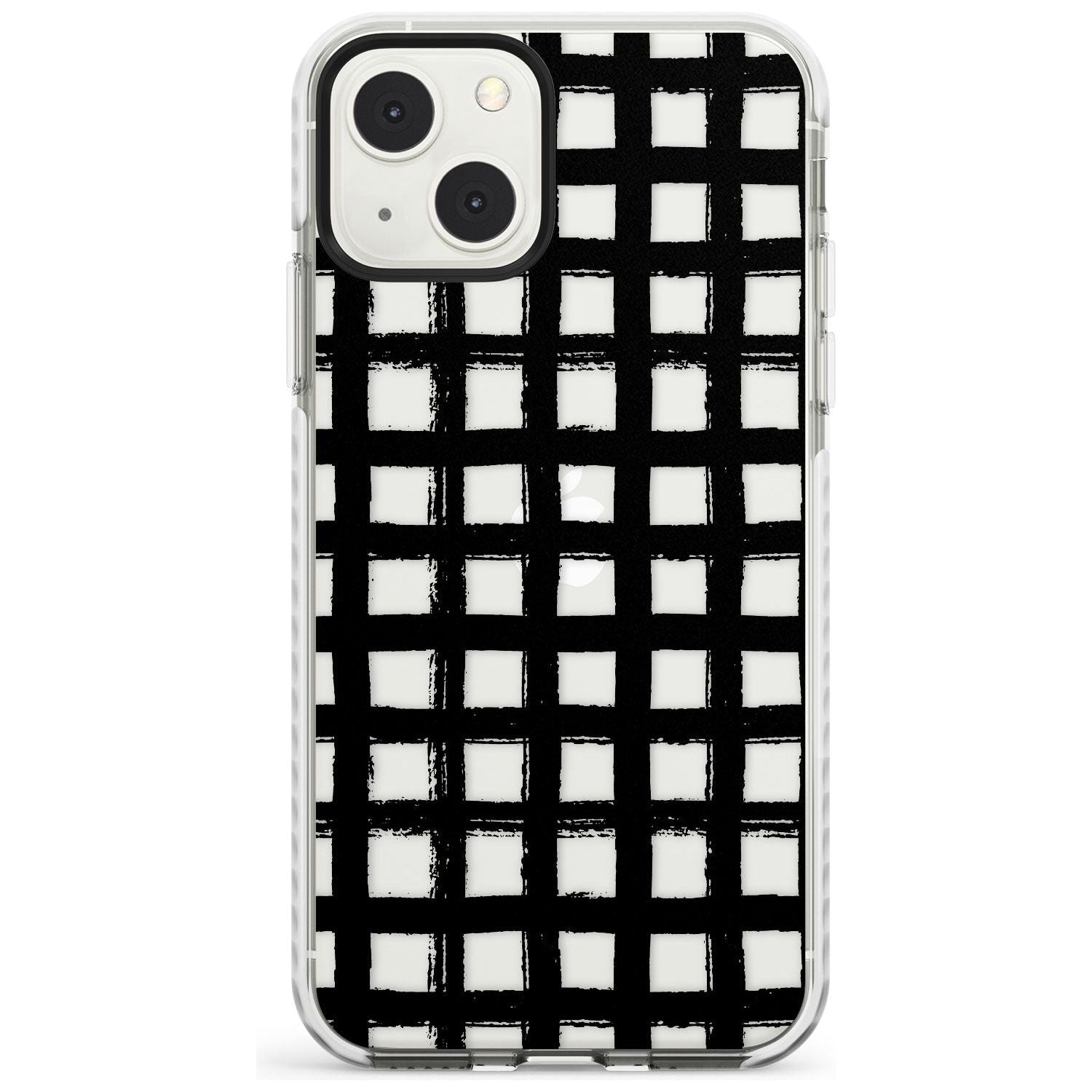 Messy Black Grid - Clear Phone Case iPhone 13 Mini / Impact Case Blanc Space