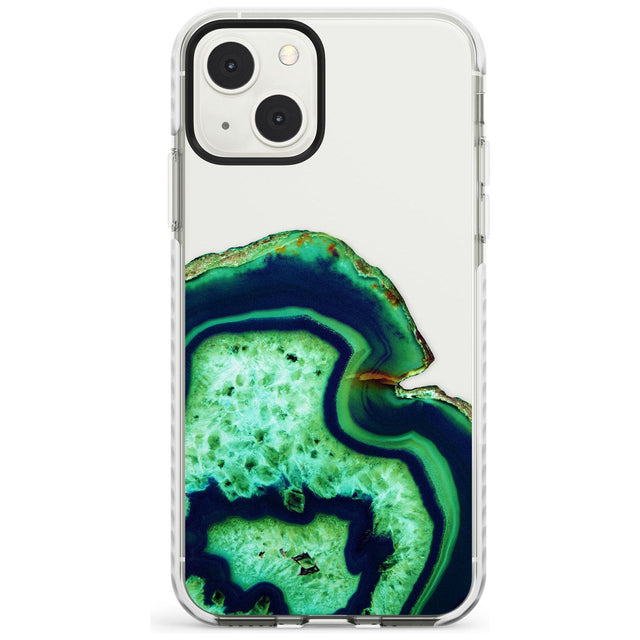 Neon Green & Blue Agate Crystal Transparent Design Phone Case iPhone 13 Mini / Impact Case Blanc Space