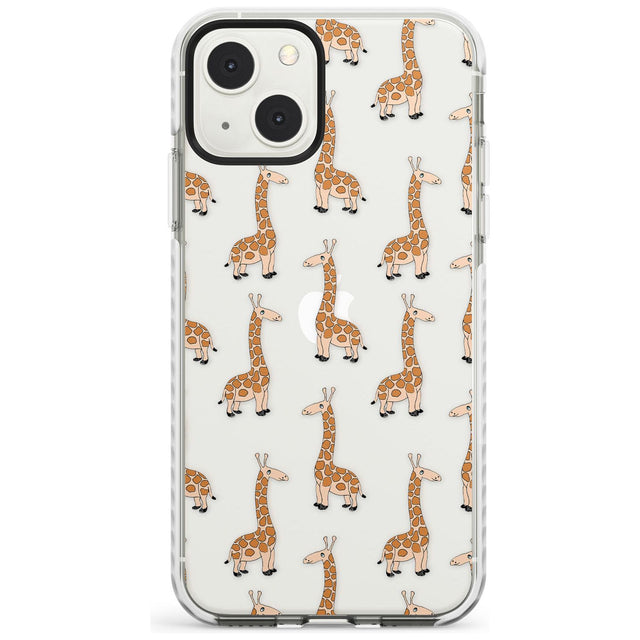 Cute Giraffe Pattern Clear Phone Case iPhone 13 Mini / Impact Case Blanc Space