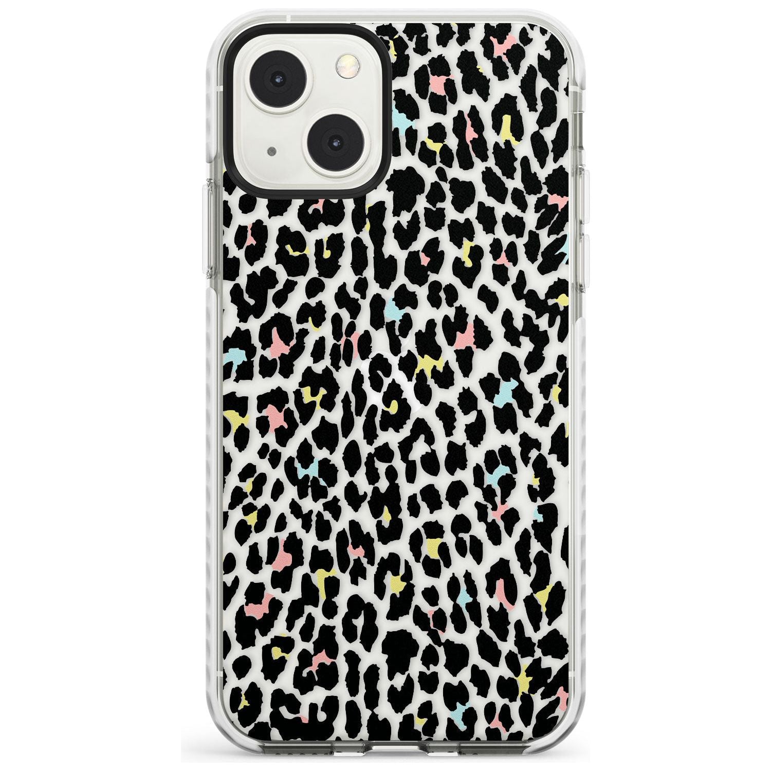 Mixed Pastels Leopard Print - Transparent Phone Case iPhone 13 Mini / Impact Case Blanc Space