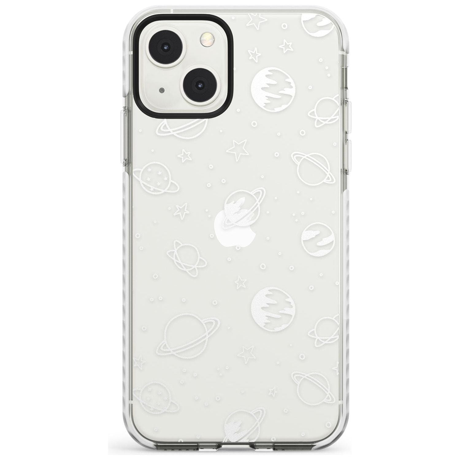 Cosmic Outer Space Design White on Clear Phone Case iPhone 13 Mini / Impact Case Blanc Space