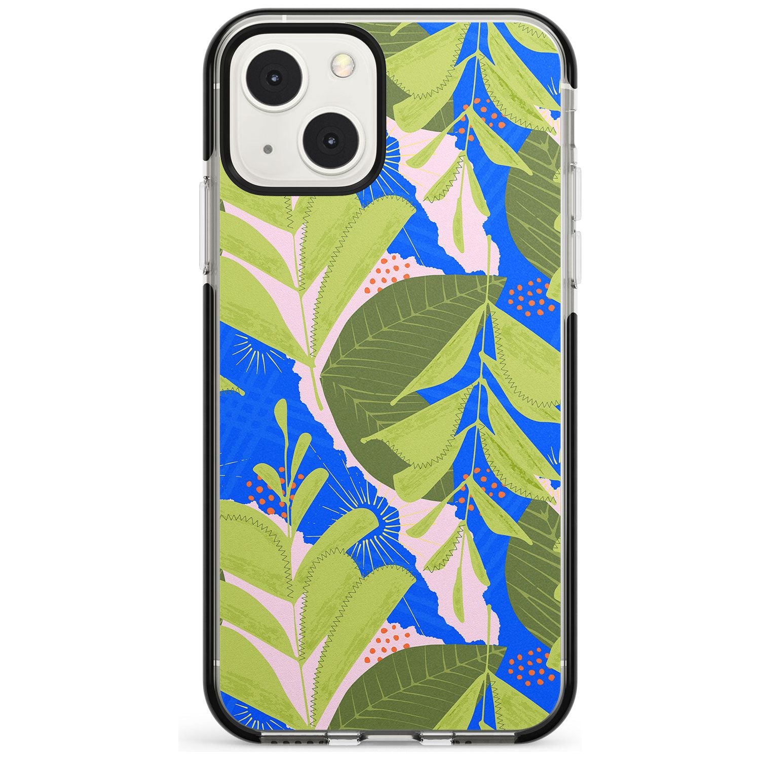 Fern Leaves Abstract Pattern Phone Case iPhone 13 Mini / Black Impact Case Blanc Space