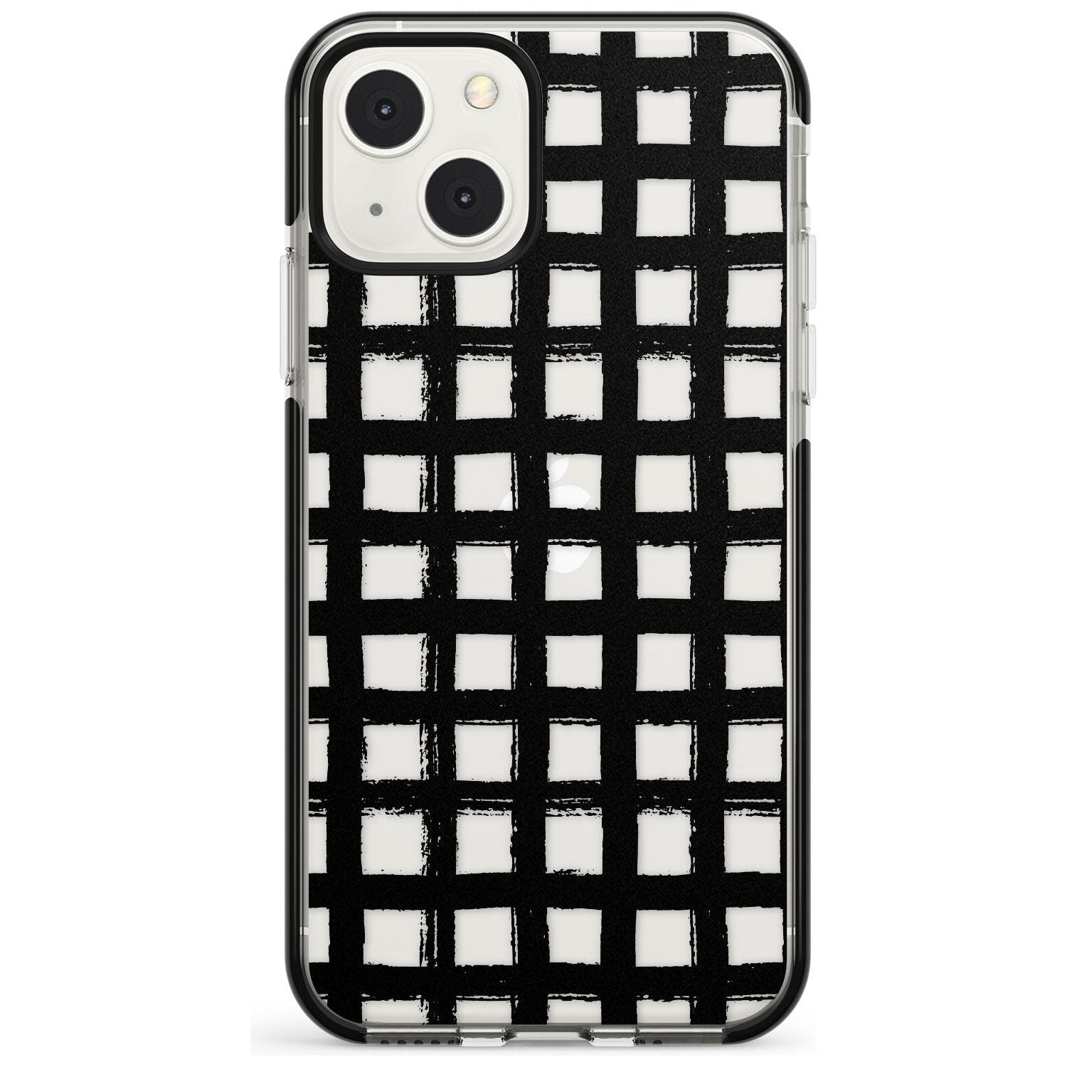 Messy Black Grid - Clear Phone Case iPhone 13 Mini / Black Impact Case Blanc Space