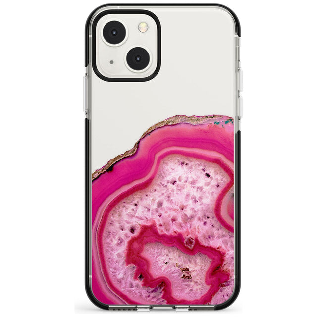 Bright Pink Gemstone Crystal Clear Design Phone Case iPhone 13 Mini / Black Impact Case Blanc Space