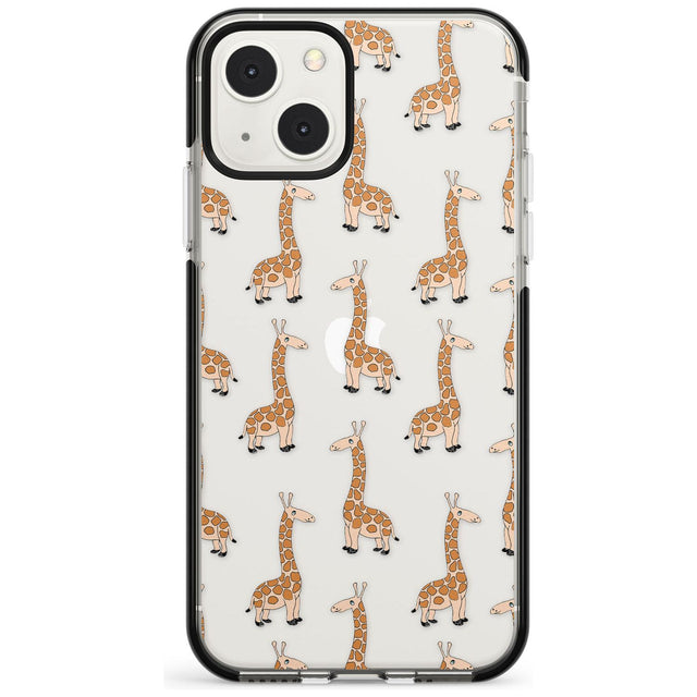 Cute Giraffe Pattern Clear Phone Case iPhone 13 Mini / Black Impact Case Blanc Space