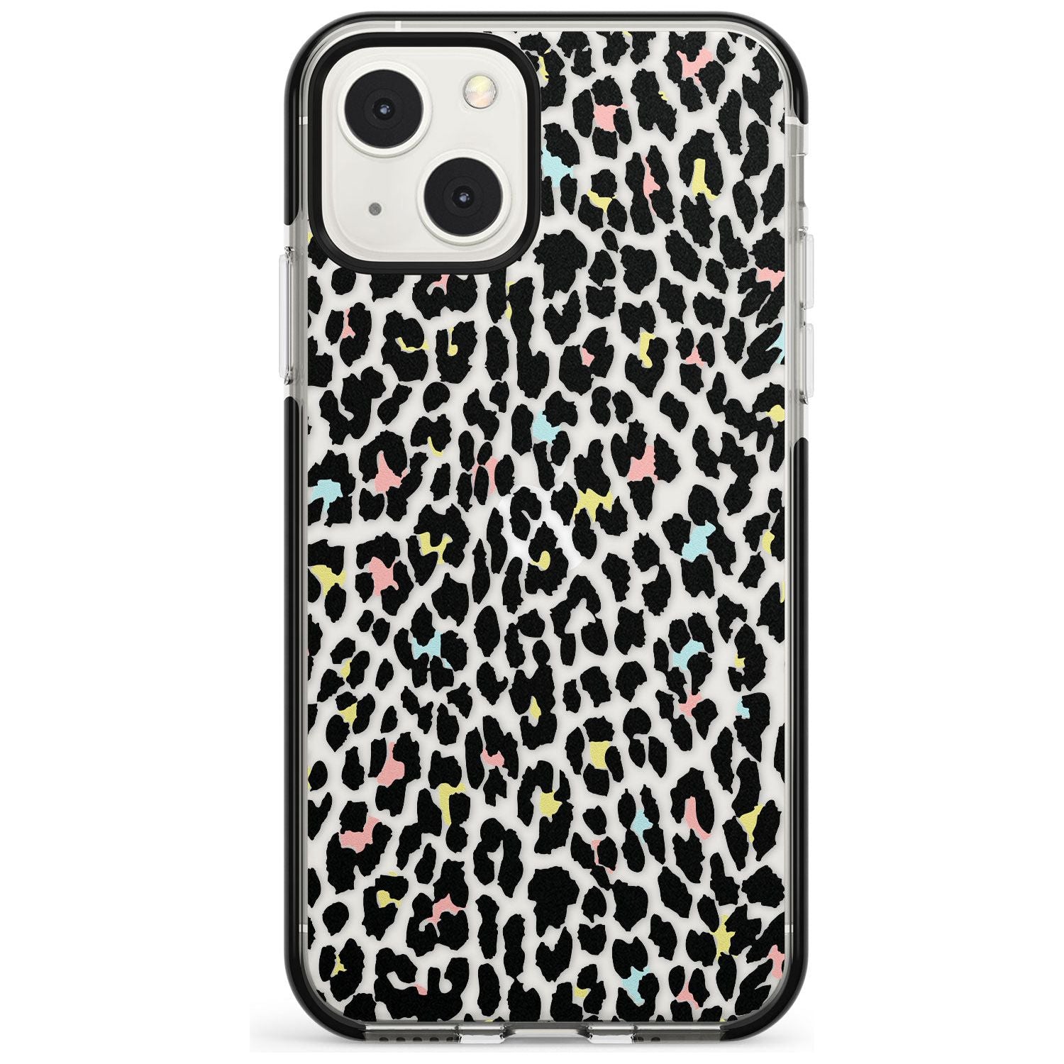 Mixed Pastels Leopard Print - Transparent Phone Case iPhone 13 Mini / Black Impact Case Blanc Space