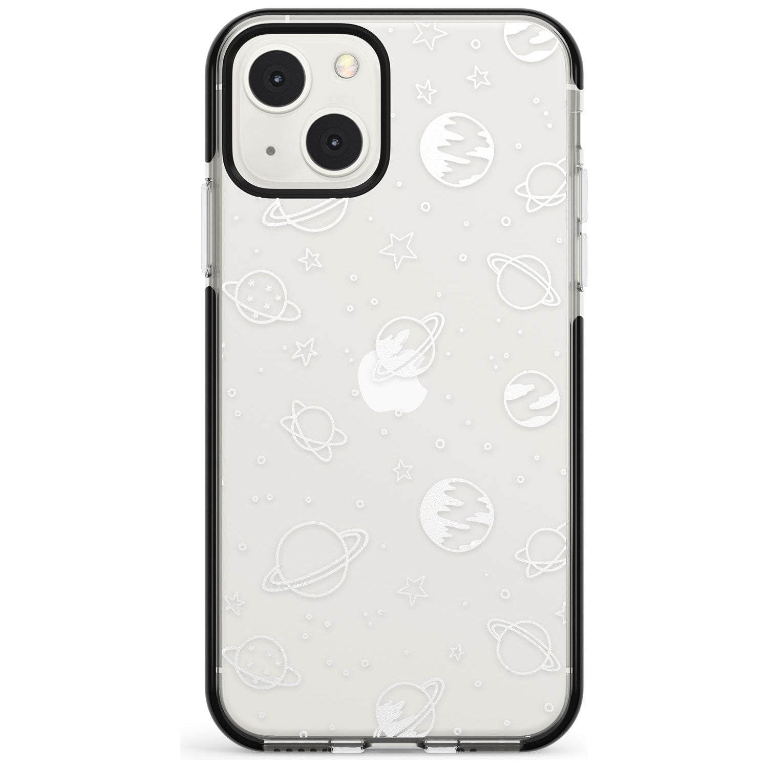 Cosmic Outer Space Design White on Clear Phone Case iPhone 13 Mini / Black Impact Case Blanc Space