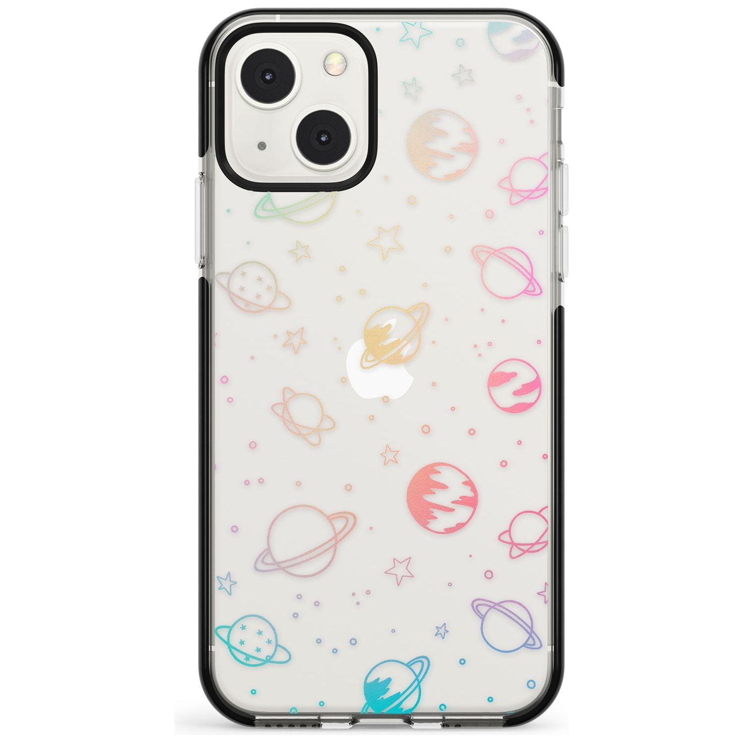 Cosmic Outer Space Design Pastels on Clear Phone Case iPhone 13 Mini / Black Impact Case Blanc Space