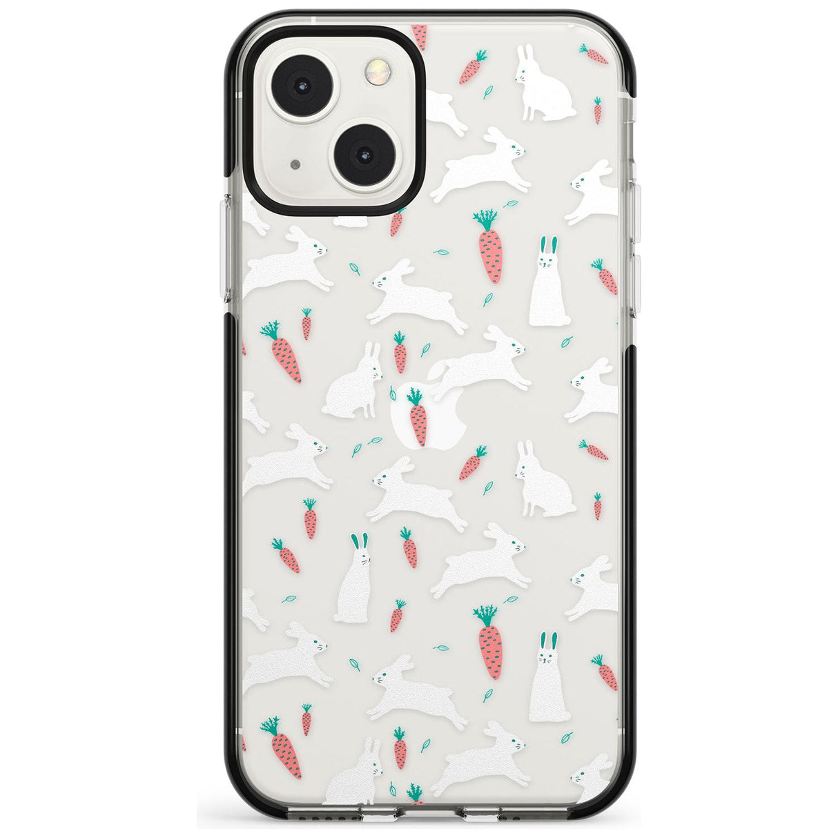 White Bunnies and Carrots Black Impact Phone Case for iPhone 13 & 13 Mini