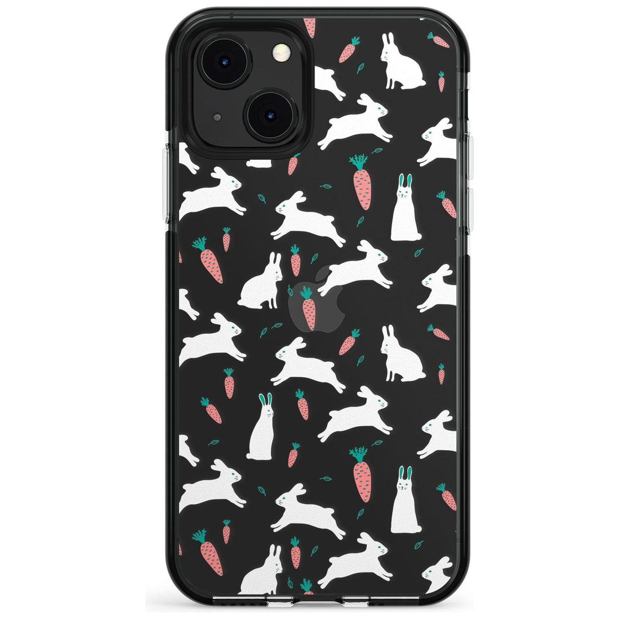 White Bunnies and Carrots Black Impact Phone Case for iPhone 13 & 13 Mini