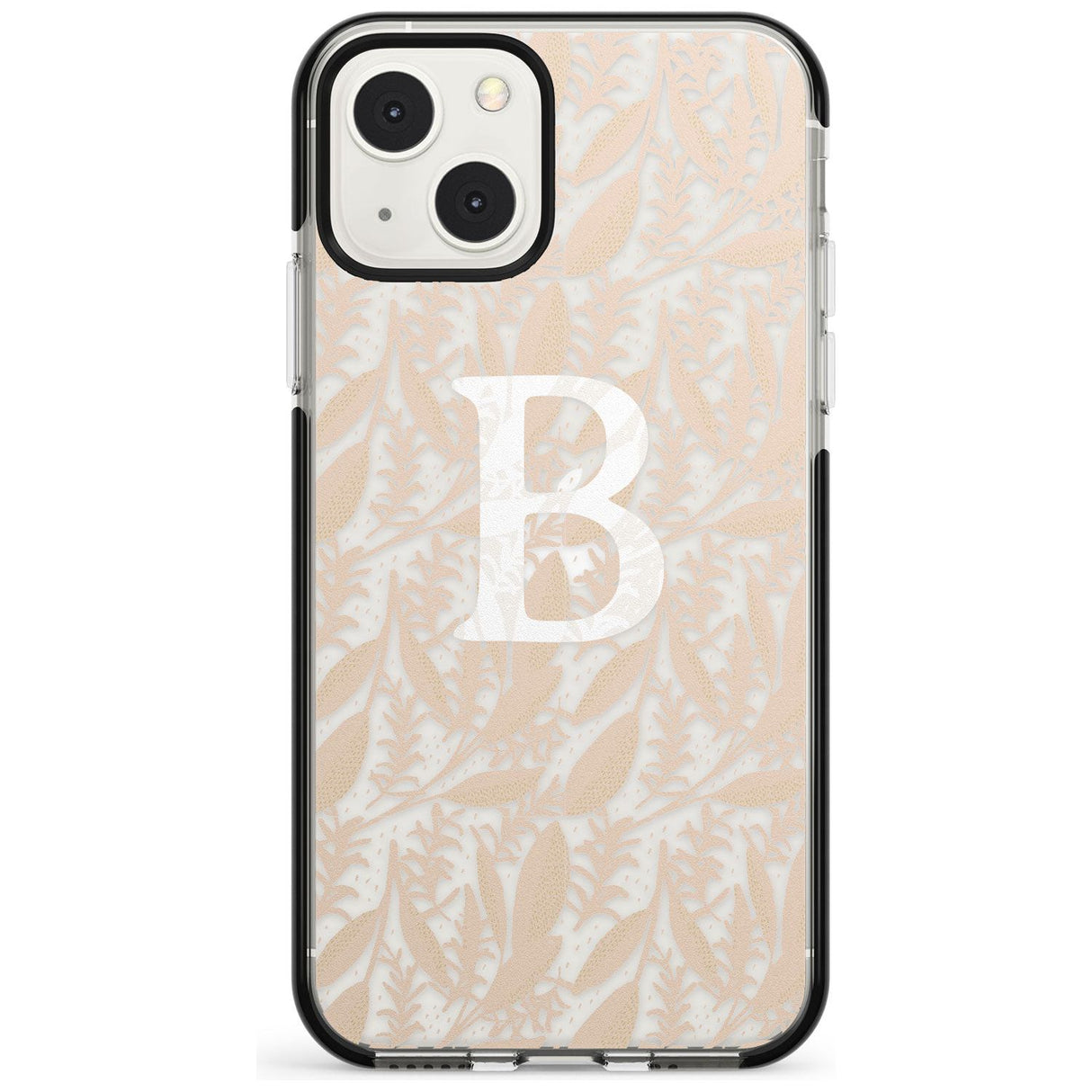 Personalised Subtle Monogram Abstract Floral Custom Phone Case iPhone 13 Mini / Black Impact Case Blanc Space