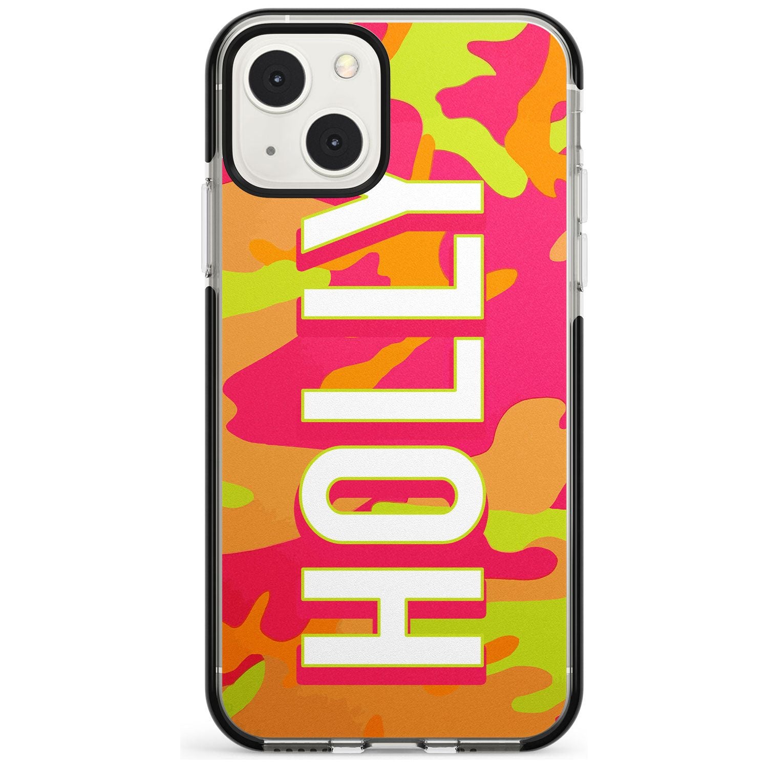 Personalised Colourful Neon Camo Custom Phone Case iPhone 13 Mini / Black Impact Case Blanc Space