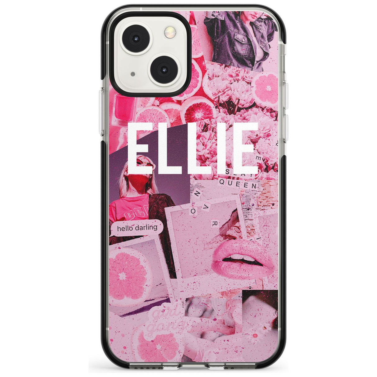 Personalised Sweet Pink Fashion Collage Custom Phone Case iPhone 13 Mini / Black Impact Case Blanc Space