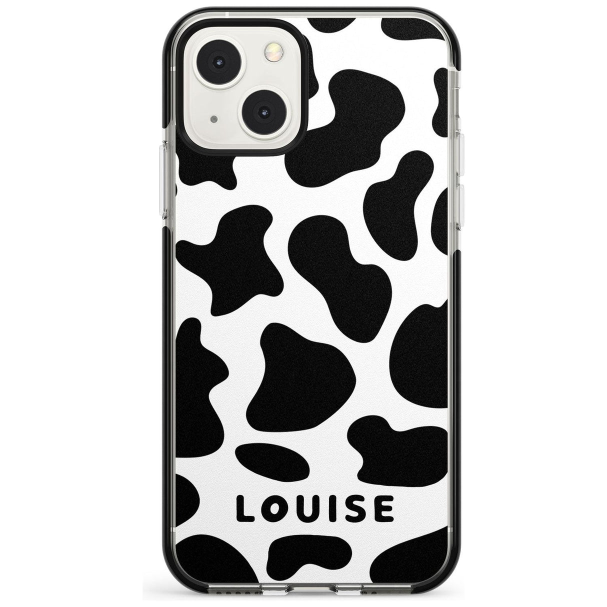 Personalised Cow Print Custom Phone Case iPhone 13 Mini / Black Impact Case Blanc Space
