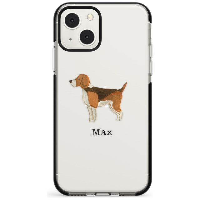 Personalised Hand Painted Beagle Custom Phone Case iPhone 13 Mini / Black Impact Case Blanc Space