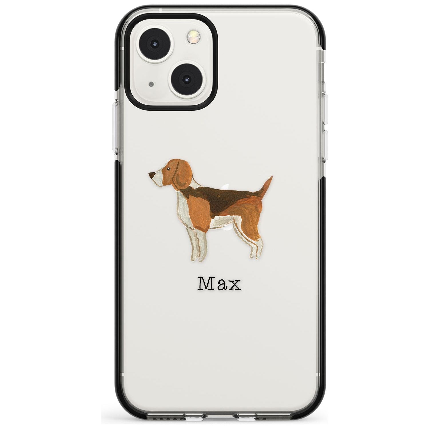 Personalised Hand Painted Beagle Custom Phone Case iPhone 13 Mini / Black Impact Case Blanc Space