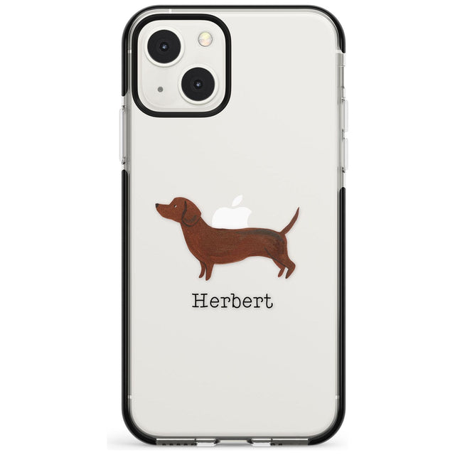 Personalised Hand Painted Sausage Dog Custom Phone Case iPhone 13 Mini / Black Impact Case Blanc Space