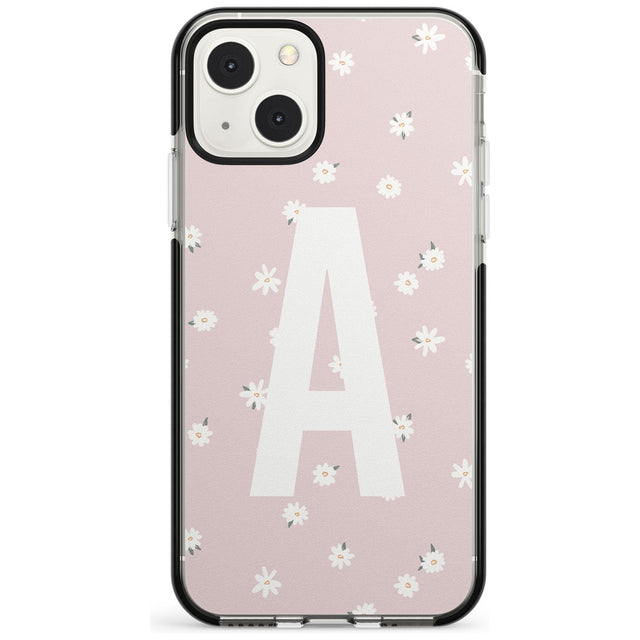 Personalised Pink Daisy Personalised Custom Phone Case iPhone 13 Mini / Black Impact Case Blanc Space