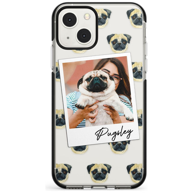 Personalised Pug - Dog Photo Custom Phone Case iPhone 13 Mini / Black Impact Case Blanc Space