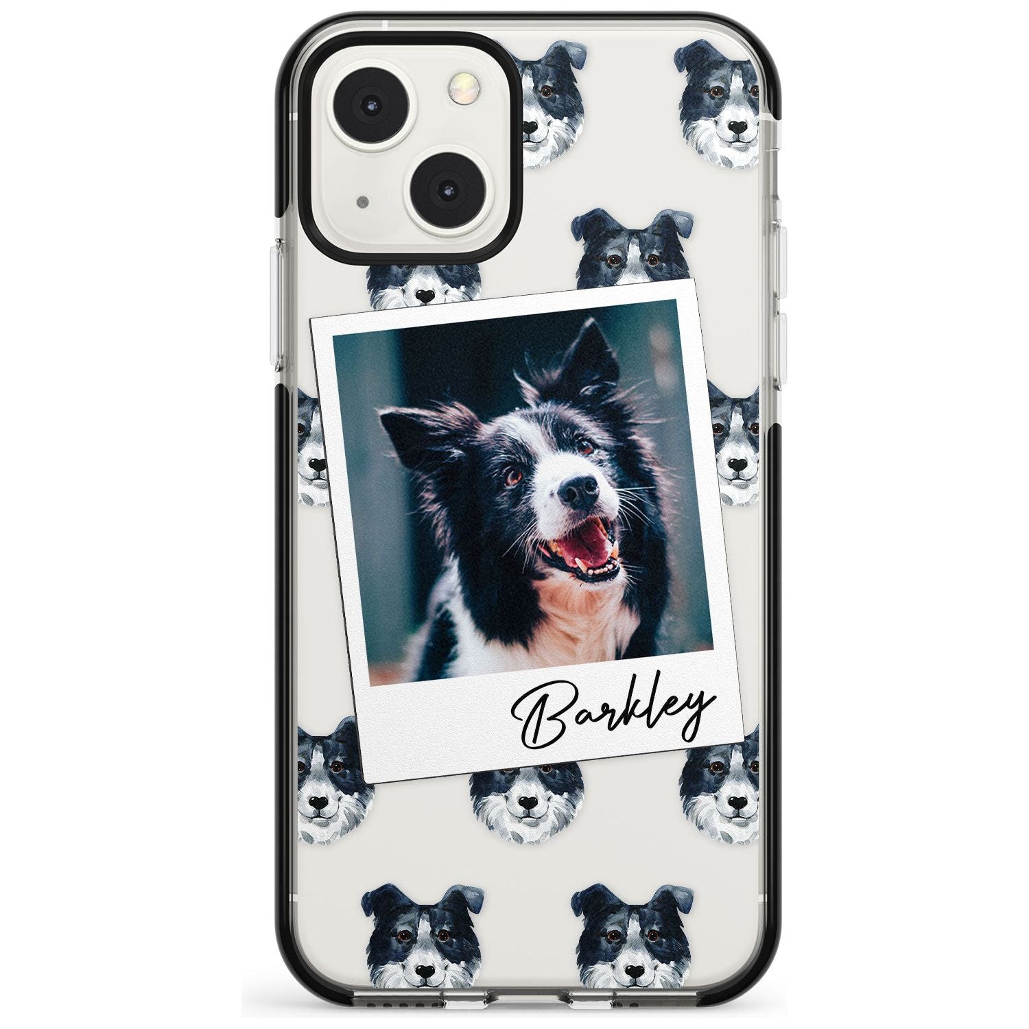 Personalised Border Collie - Dog Photo Custom Phone Case iPhone 13 Mini / Black Impact Case Blanc Space