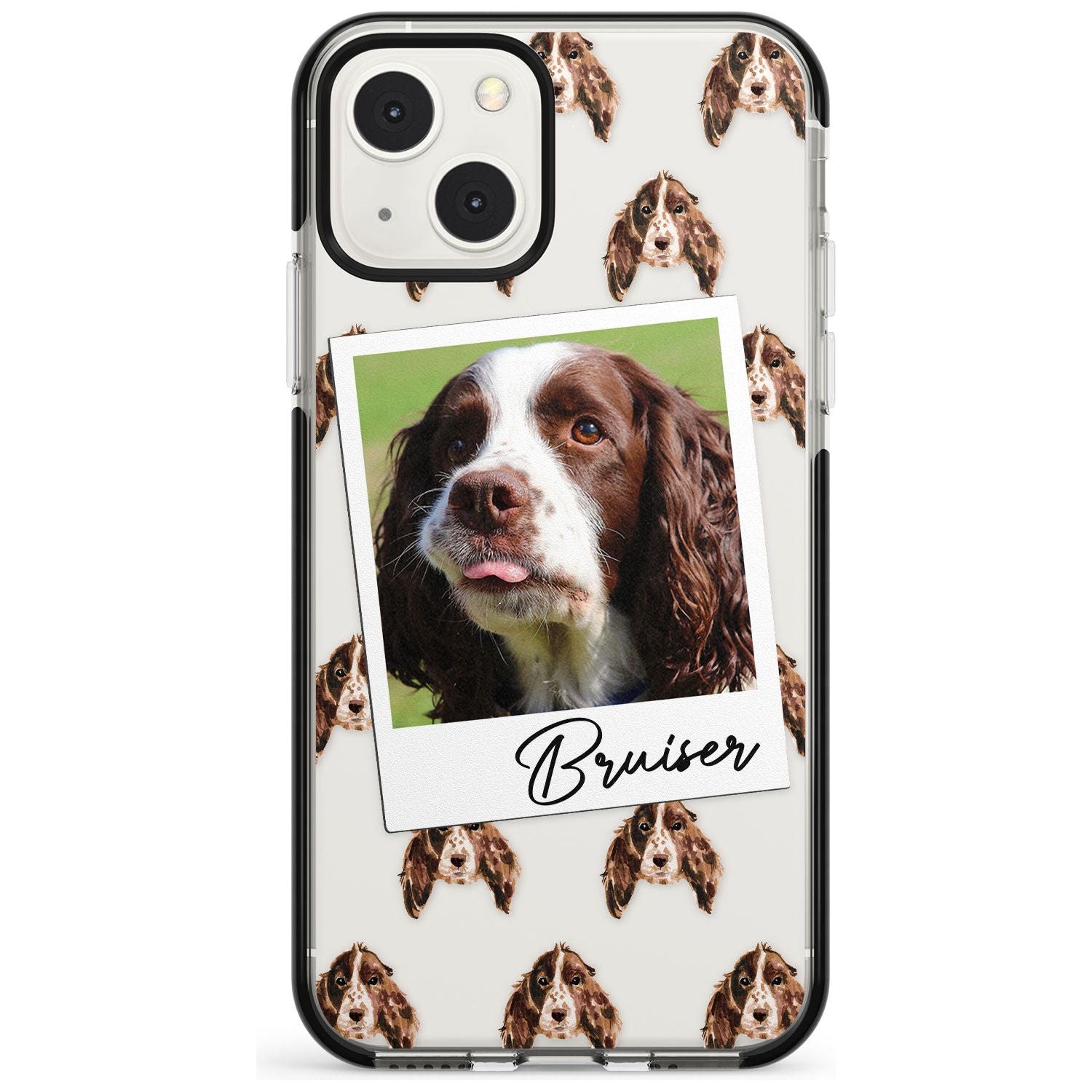 Personalised Springer Spaniel - Dog Photo Custom Phone Case iPhone 13 Mini / Black Impact Case Blanc Space