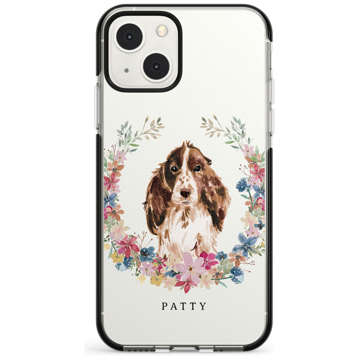 Personalised Brown Cocker Spaniel - Watercolour Dog Portrait Custom Phone Case iPhone 13 Mini / Black Impact Case Blanc Space