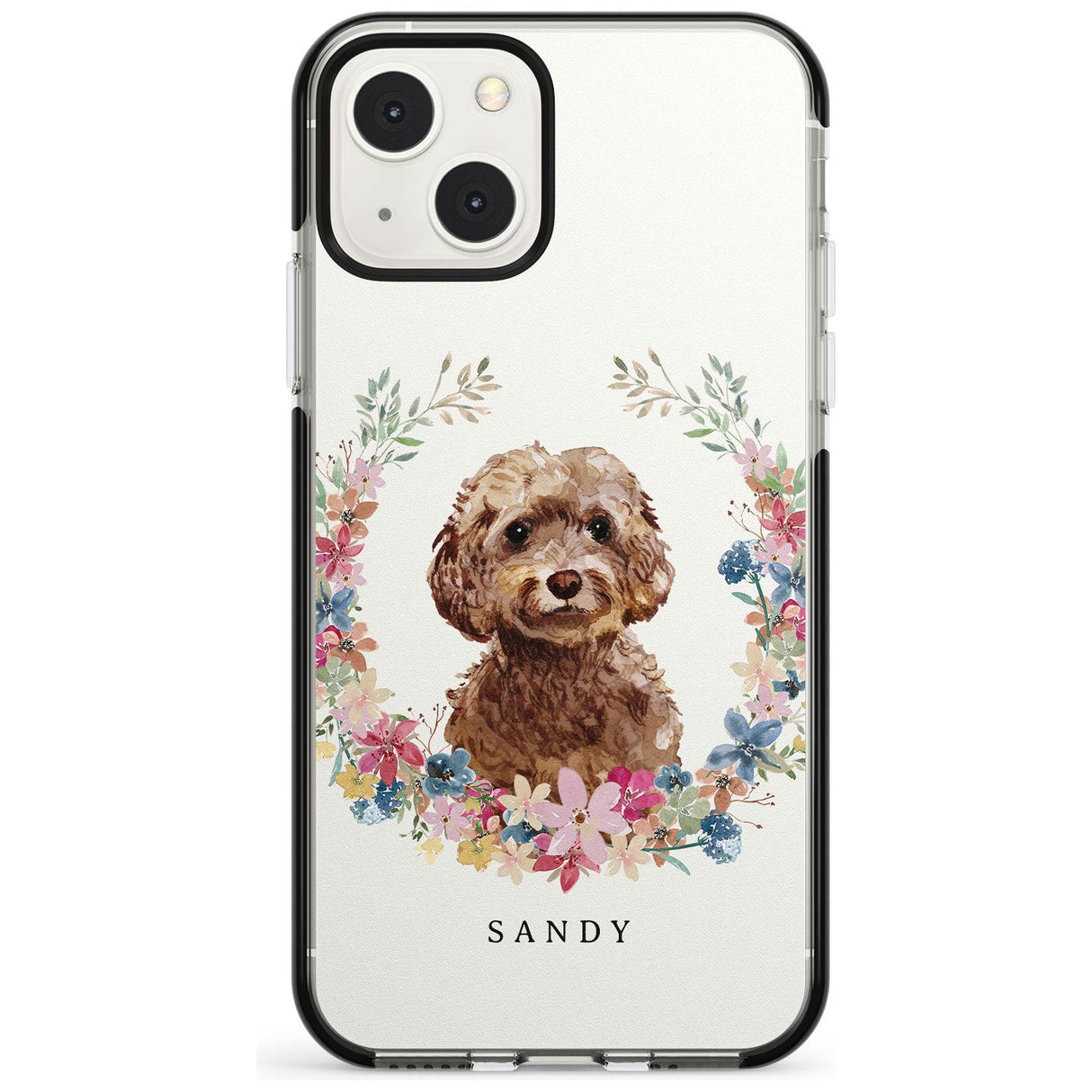 Personalised Brown Cockapoo - Watercolour Dog Portrait Custom Phone Case iPhone 13 Mini / Black Impact Case Blanc Space