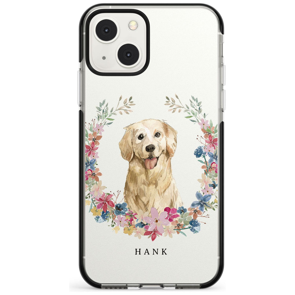 Personalised Golden Retriever - Watercolour Dog Portrait Custom Phone Case iPhone 13 Mini / Black Impact Case Blanc Space