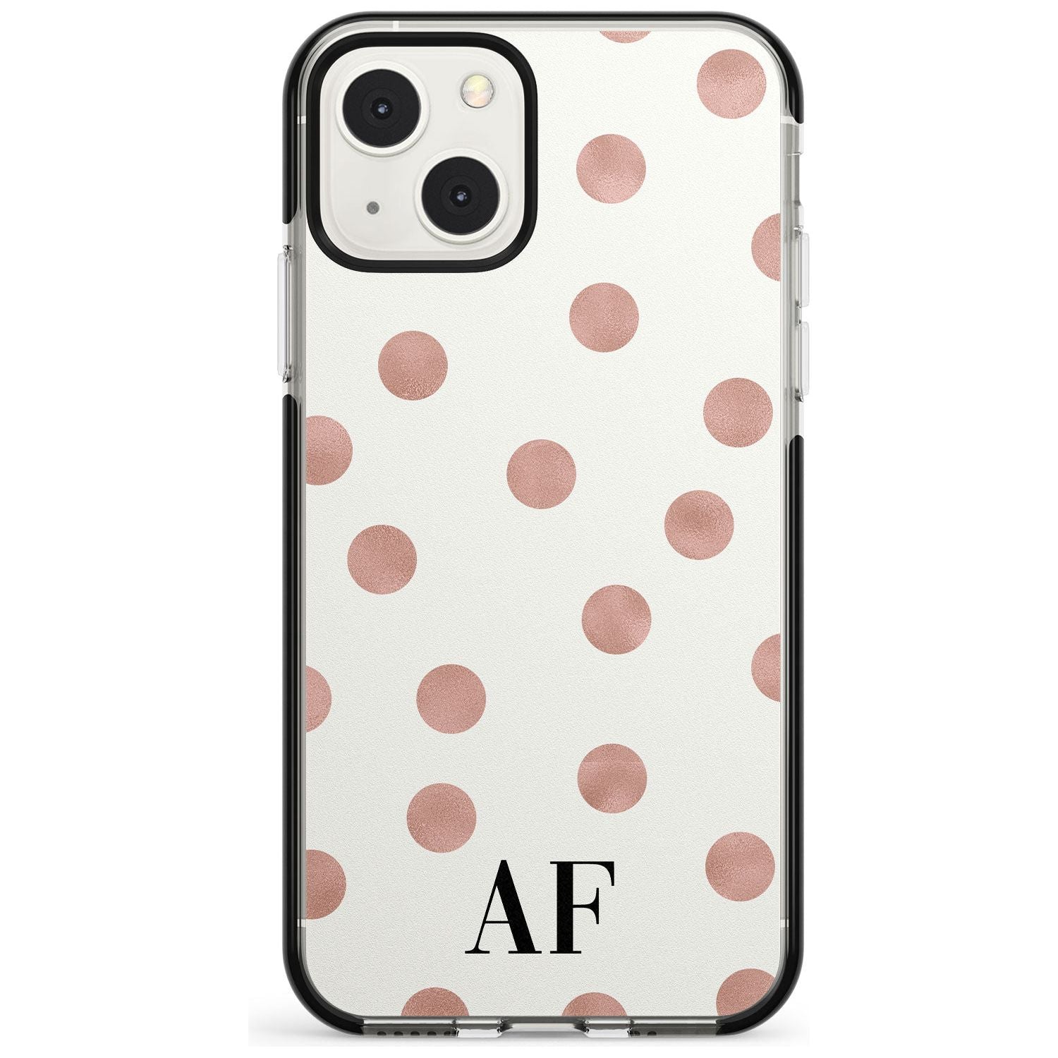 Personalised Initials & Dots Custom Phone Case iPhone 13 Mini / Black Impact Case Blanc Space