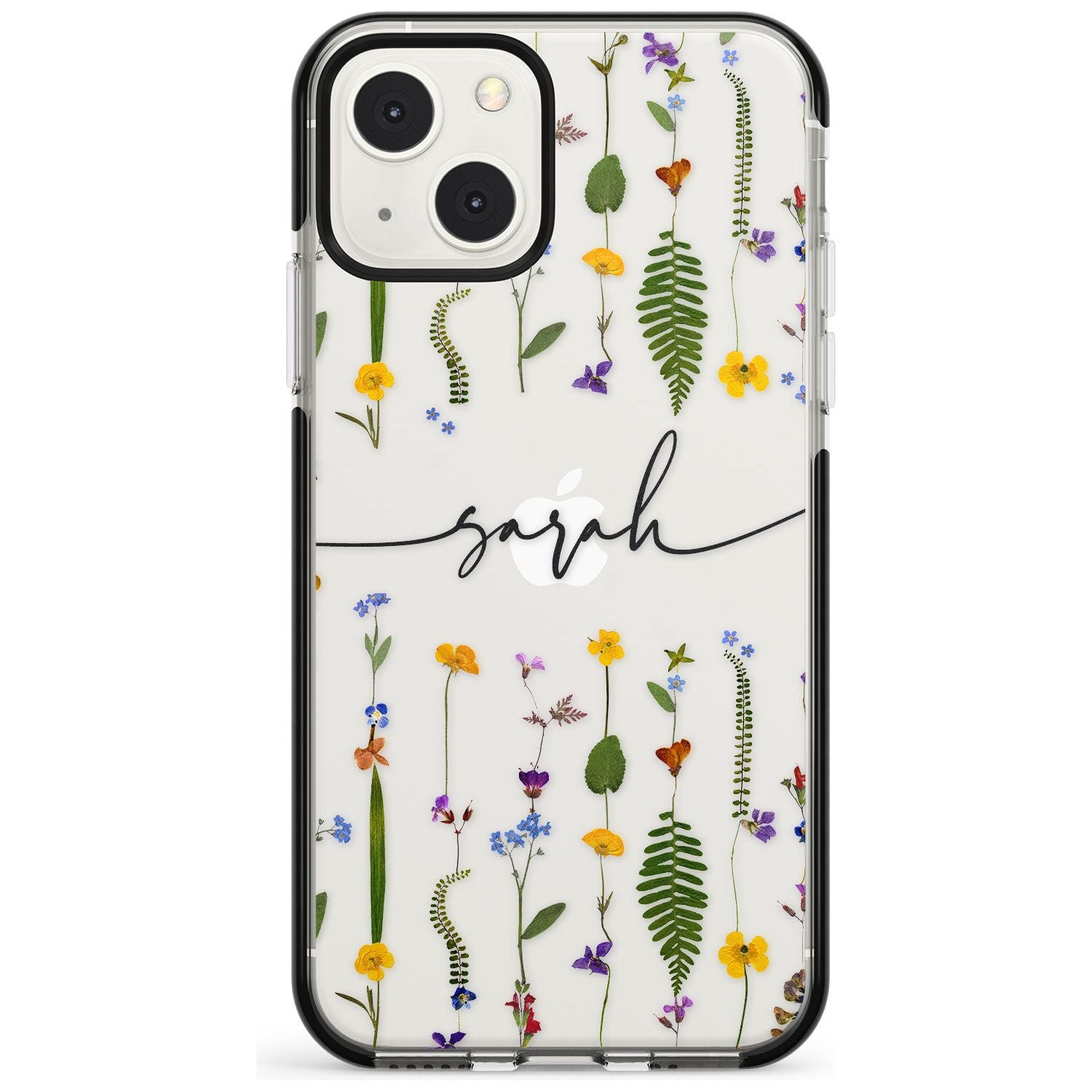 Personalised Wildflower Floral Custom Phone Case iPhone 13 Mini / Black Impact Case Blanc Space