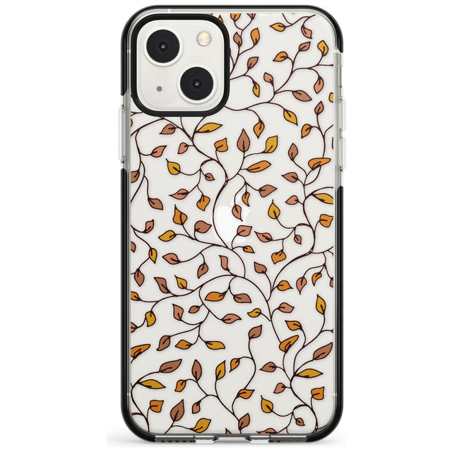 Personalised Autumn Leaves Pattern Black Impact Phone Case for iPhone 13 & 13 Mini